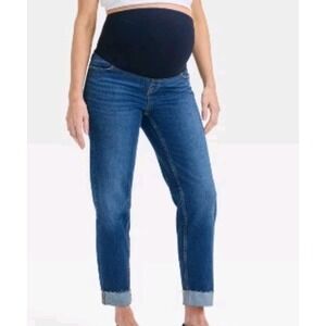 Maternity Jeans‎ Size 16 Over The Belly Straight Leg Cuffed 42x27* New